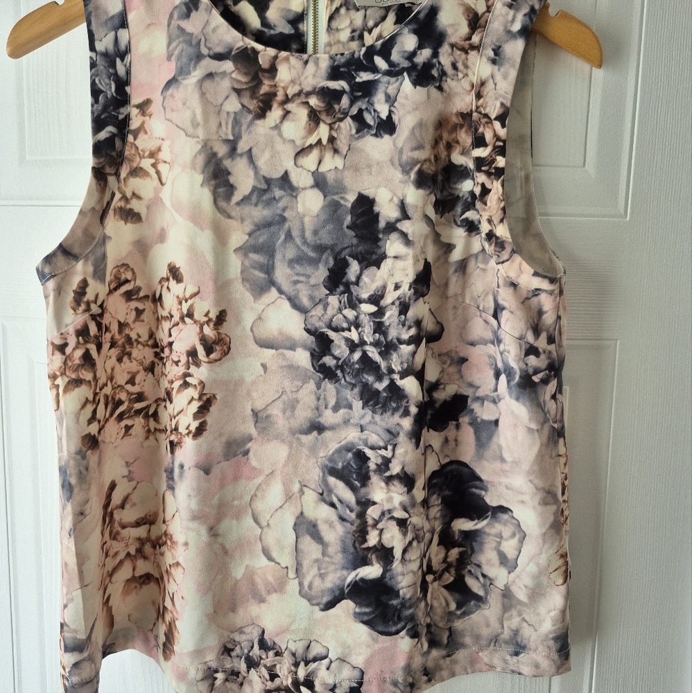 Floral Sleeveless Top - Pink and Black